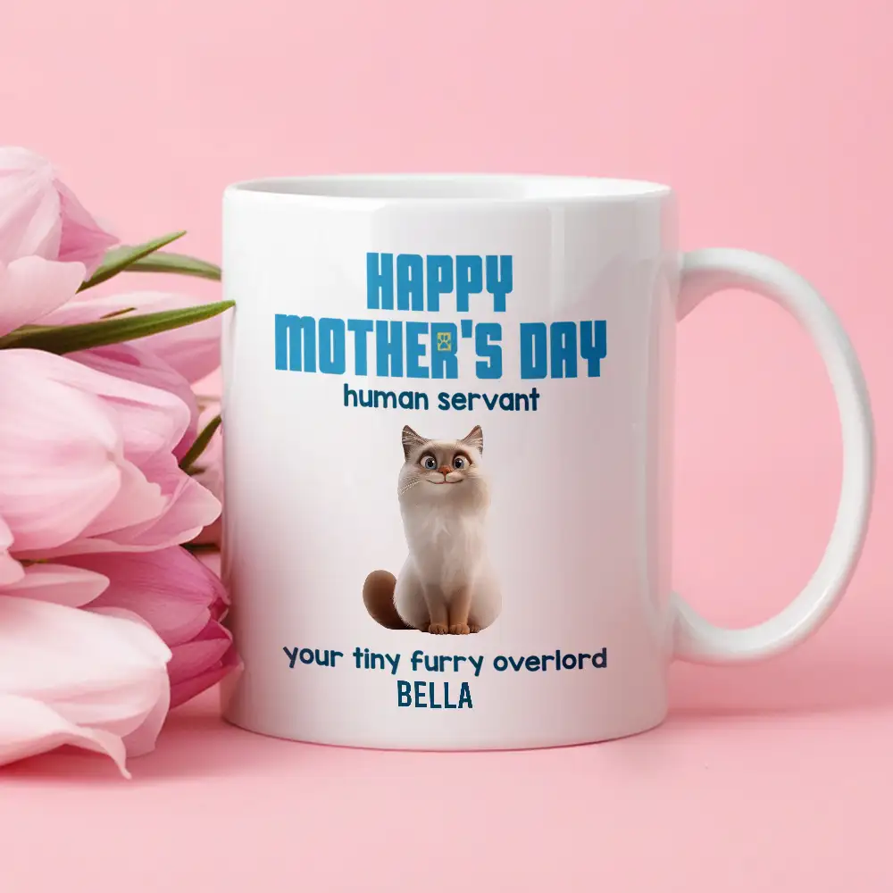 Customizable Cat Mom Mug – ‘Happy Mother’s Day’ Ceramic Mug with Pet Names - Image 3