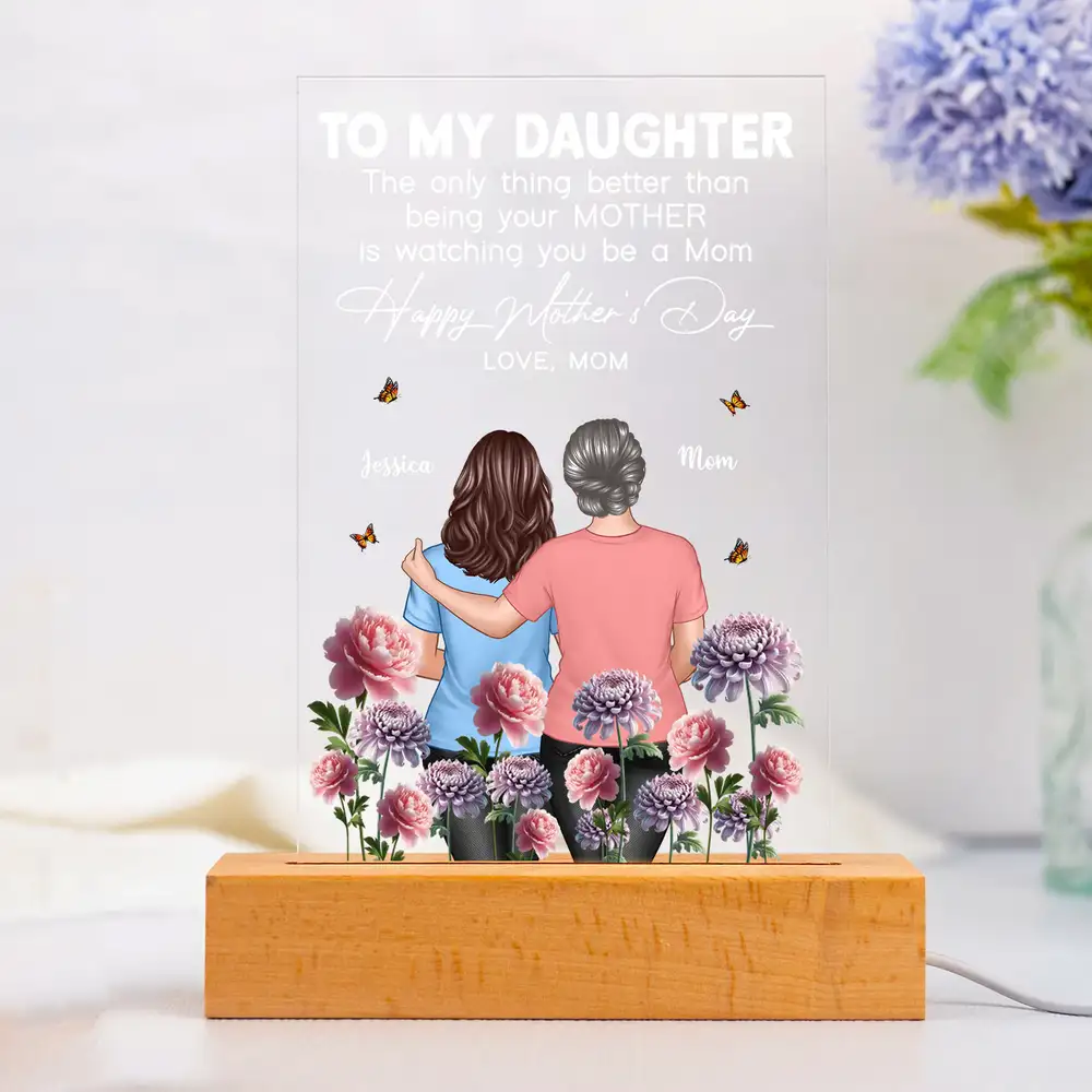 Custom LED Light Plaque with Birth Month Flowers - Mother's Day Gift - Image 3