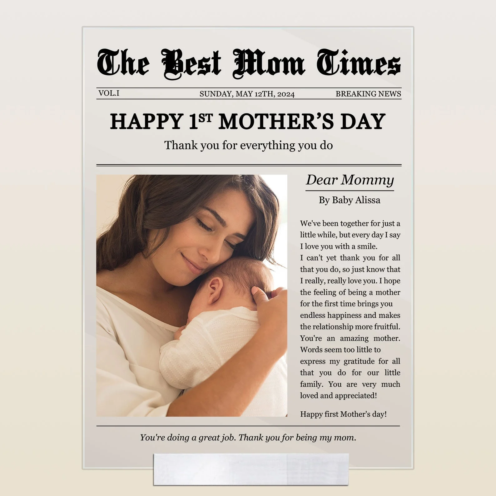 Personalized Acrylic Plaque Gift with Thank-You Letter for Mom - Image 9