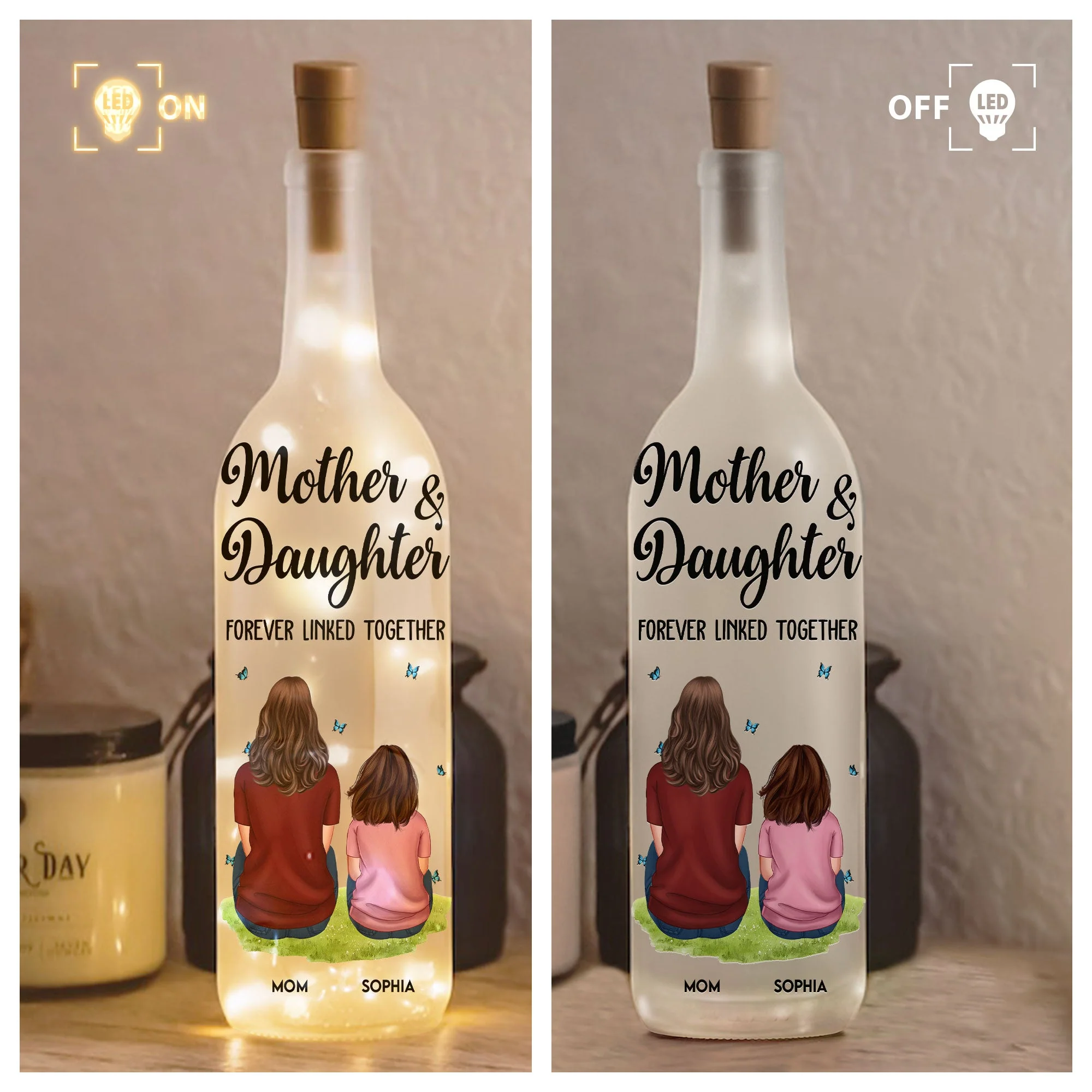 Forever Linked Together Personalized Bottle Lamp – Unique Mother’s Day Gift for Mom - Image 7