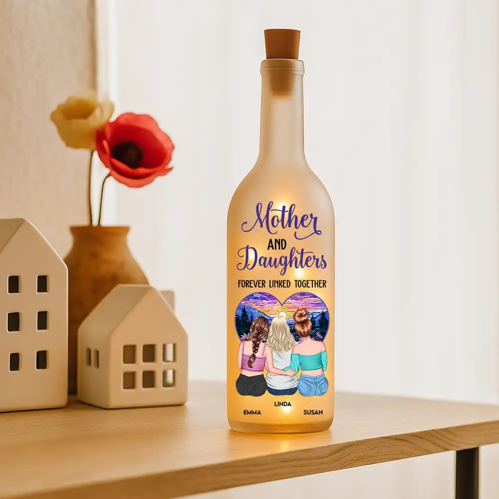 Personalized Bottle Lamp – "Mother and Daughters Forever Linked Together" Custom Light for Mom - Image 3