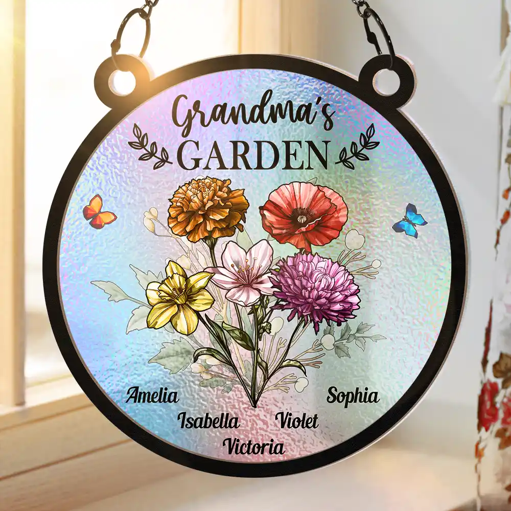 Personalized "Grandma’s Garden" Ornament – Custom Wood and Acrylic Layered Ornament for Grandma - Image 6
