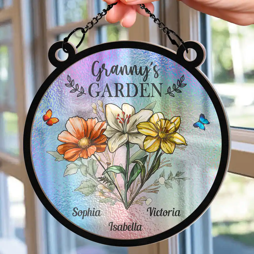 Personalized "Grandma’s Garden" Ornament – Custom Wood and Acrylic Layered Ornament for Grandma - Image 7