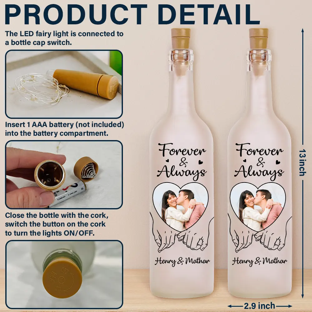 Personalized Bottle Lamp – "You & Me We Got This" Custom Light for Couples - Image 4