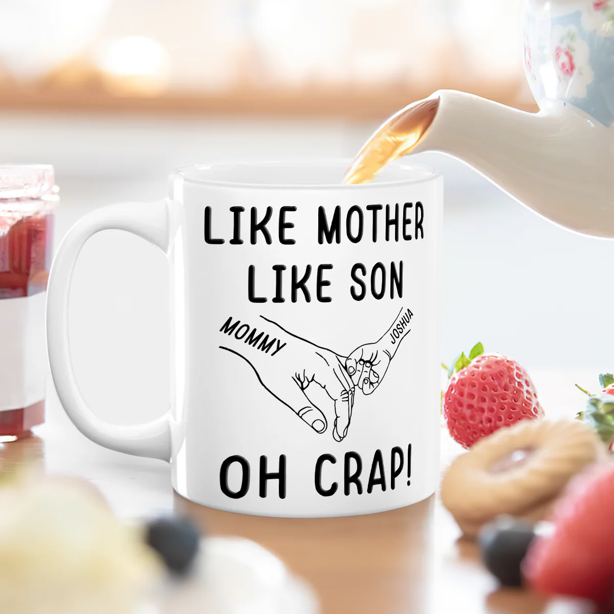 Like Mother Like Children – Customizable Cartoon Cup with Hand Gesture Design – Best Mother's Day Gift - Image 9