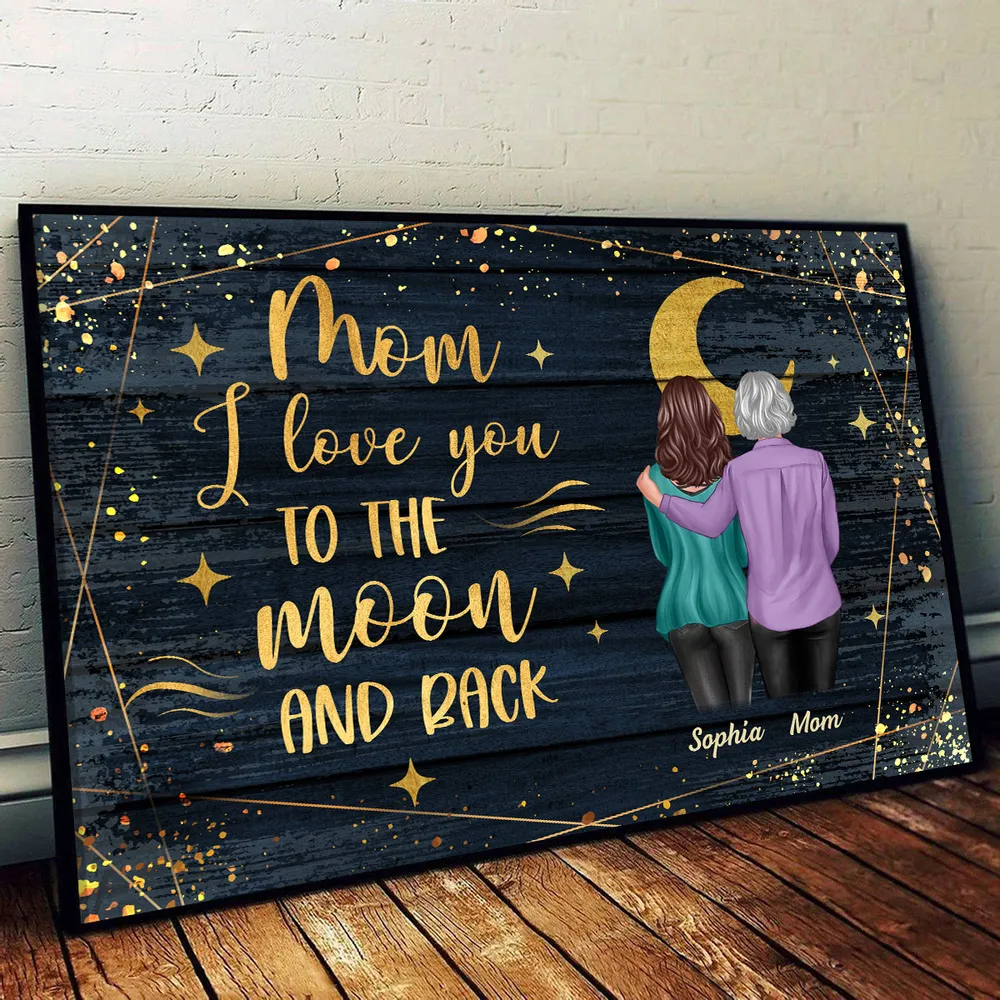 Personalized Poster for Mom – 'I Love You to the Moon and Back' Gift - Image 8