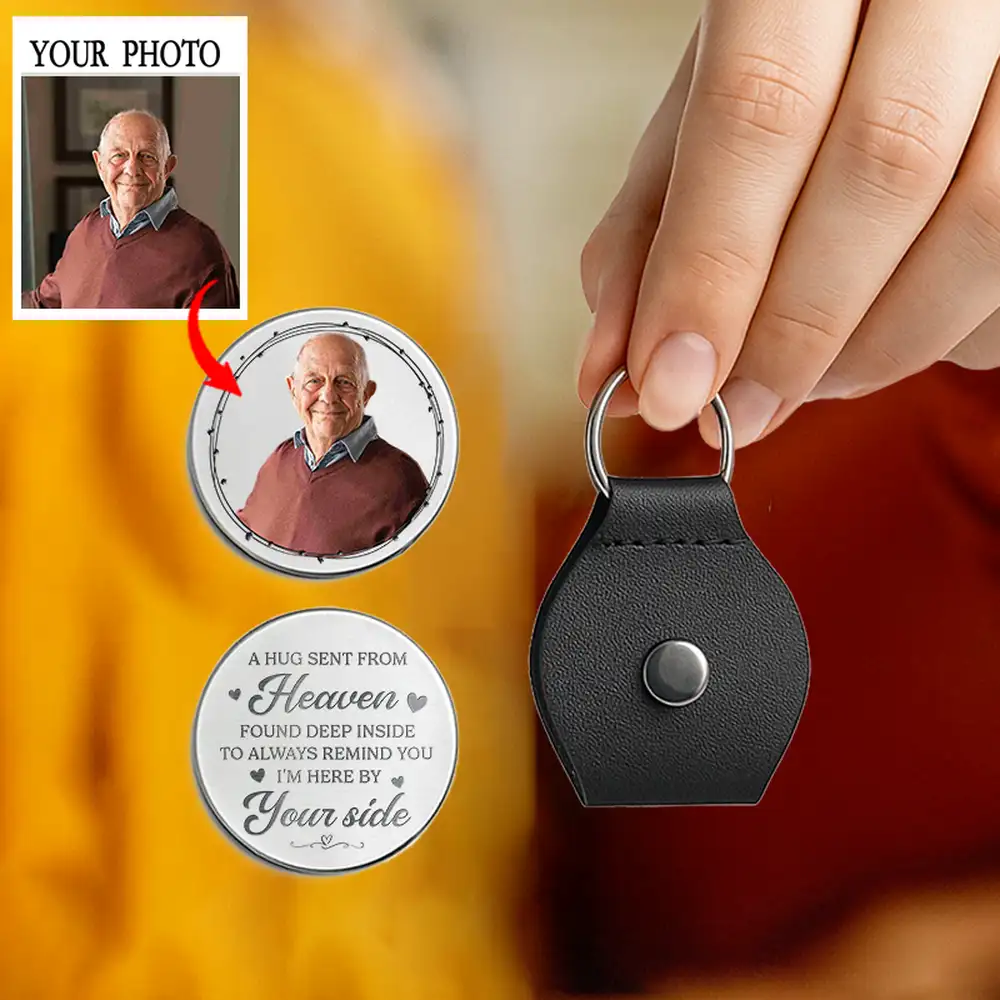 Personalized Leather Pocket Hug – Carry Their Smile, Comforting Memorial Gift - Image 2