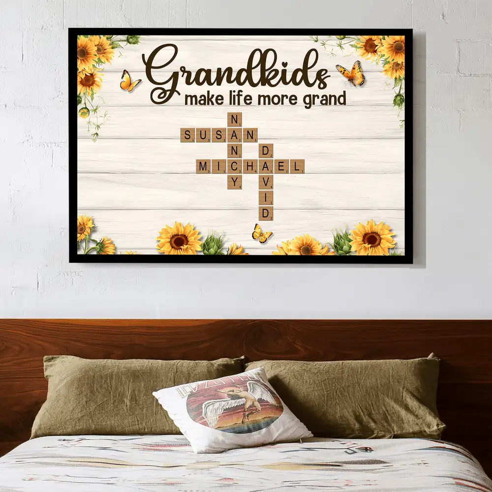 Custom Poster or Canvas with 'Grandkids Make Life More Grand' Design - Image 2