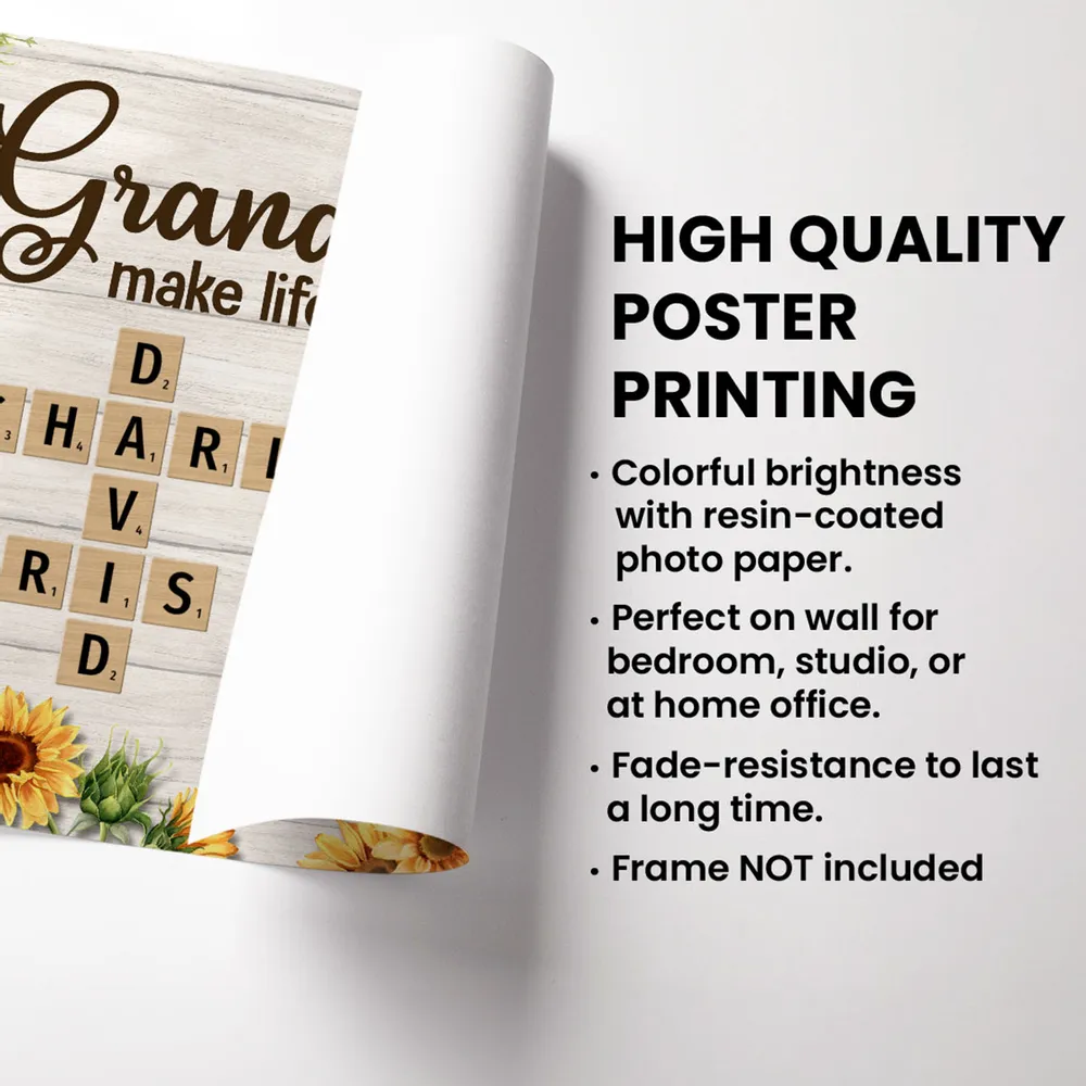 Custom Poster or Canvas with 'Grandkids Make Life More Grand' Design - Image 4