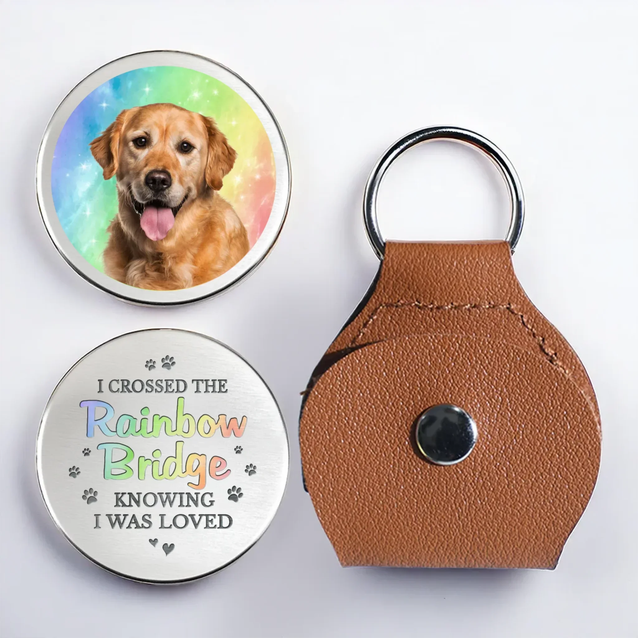 Custom Dog Photo Pocket Token Paw‑Print Quote, Comfort for Dog Moms & Dads - Image 3