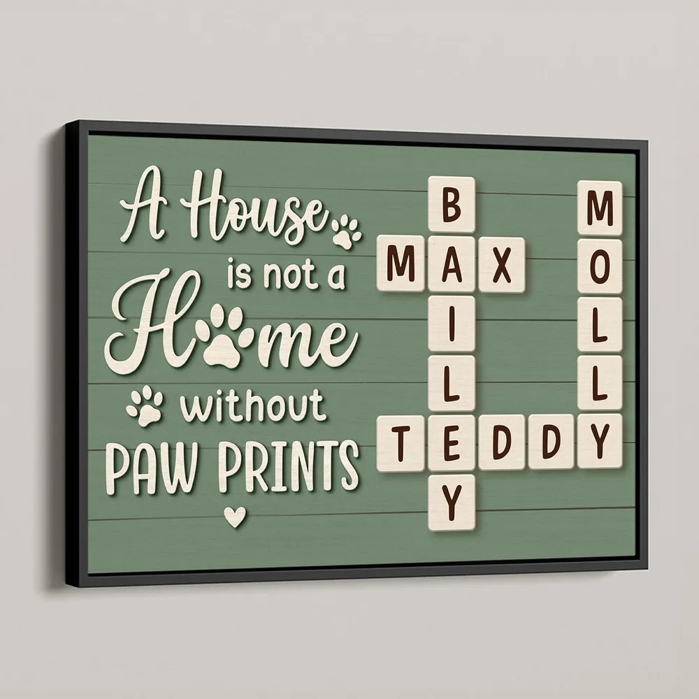 Personalized Pet‑Name Crossword Poster, “A House Is Not a Home Without Paw Prints” Dog Wall Art - Image 4