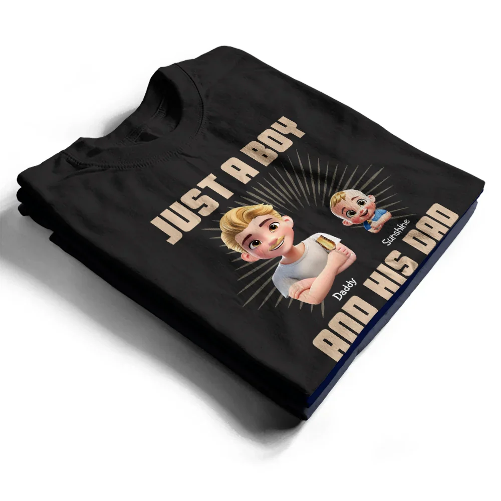 Just a Dad and His Kids Enjoying a Drink – Personalized Tee – Fun Father's Day or Birthday Gift - Image 5