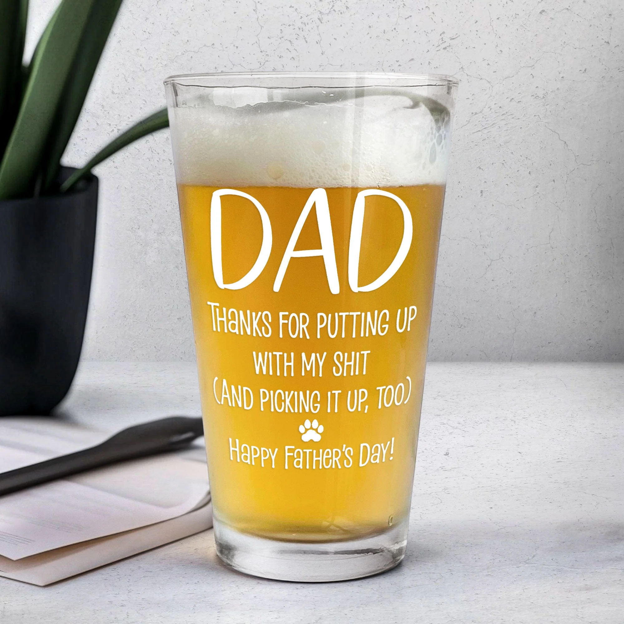 We Woof You, Dad – Personalized Beer Glass – Funny Beer Glass Gift for Pet Dads on Father's Day - Image 8