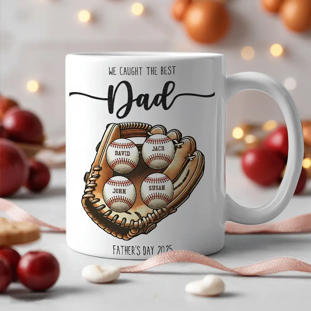 Personalized Baseball Mug with Kids’ Names – Game Day Gift for Dad - Image 2