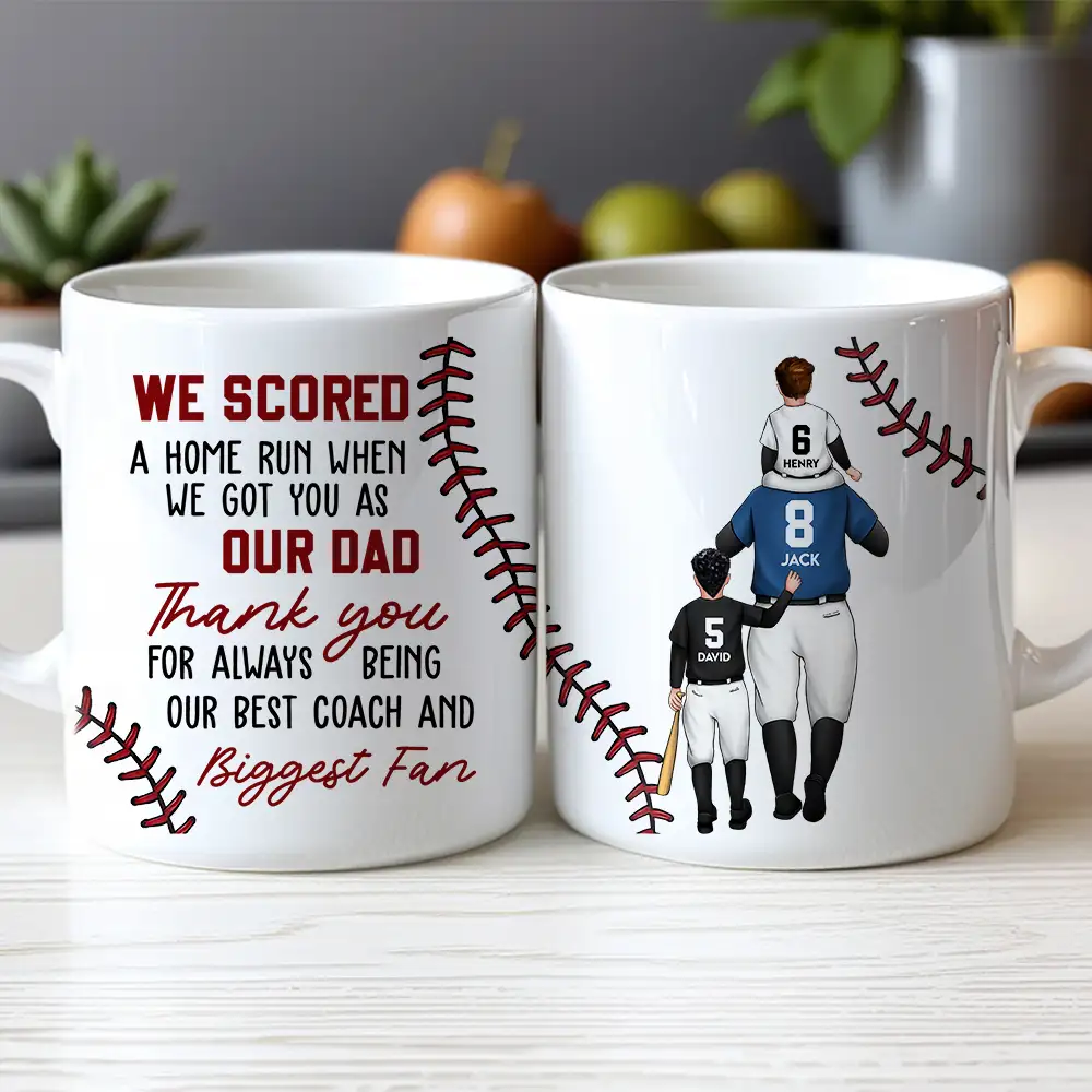 Custom Dad & Kids Mug with Personalized Jersey Number