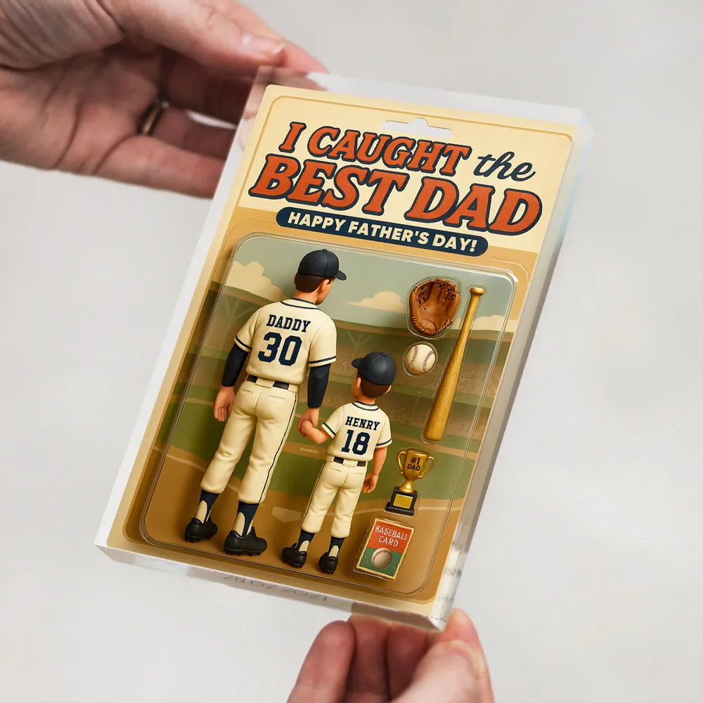 Custom Baseball Action-Figure Style Acrylic Block Plaque – “I Caught the Best Dad” Baseball Father’s Day Gift - Image 10