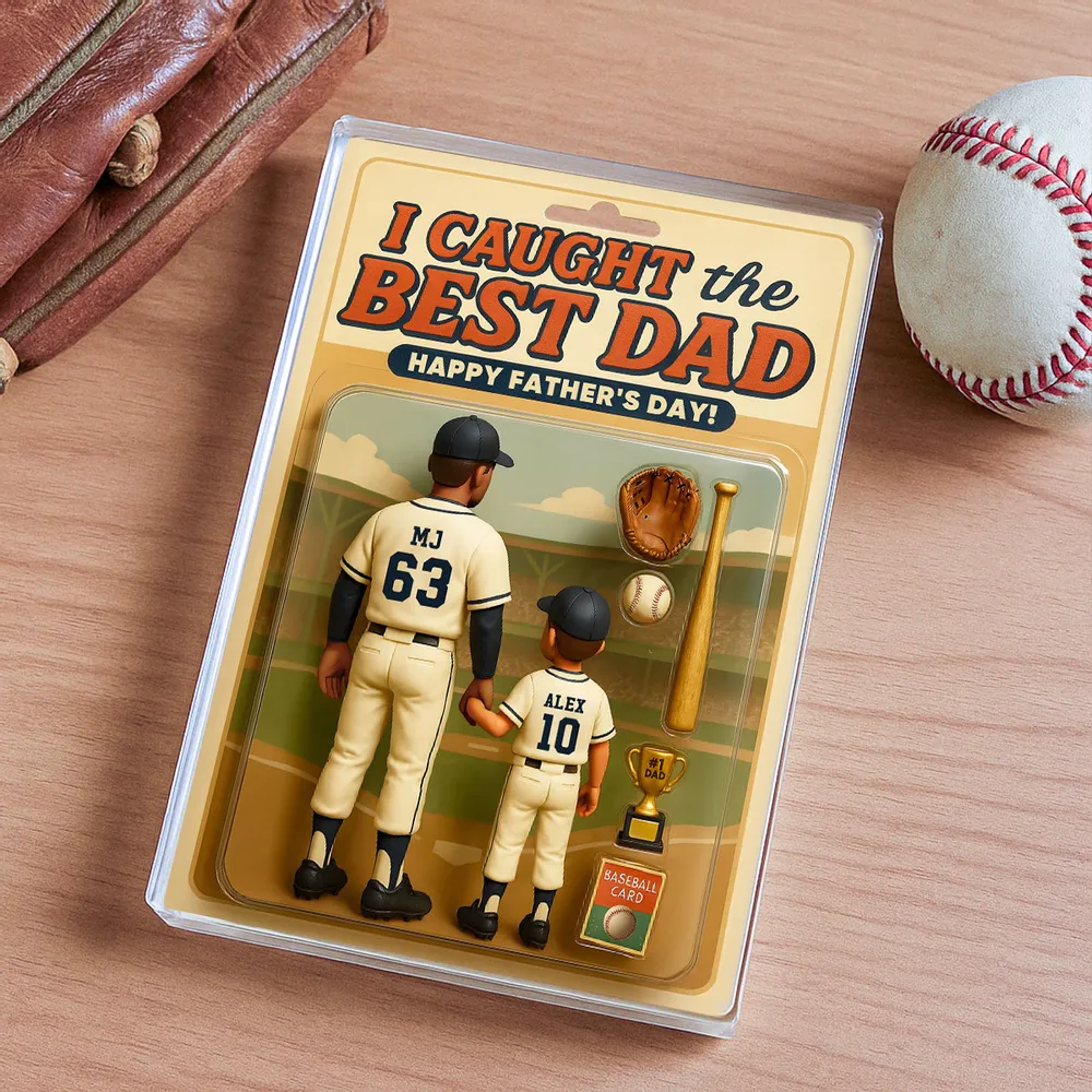 Custom Baseball Action-Figure Style Acrylic Block Plaque – “I Caught the Best Dad” Baseball Father’s Day Gift - Image 6