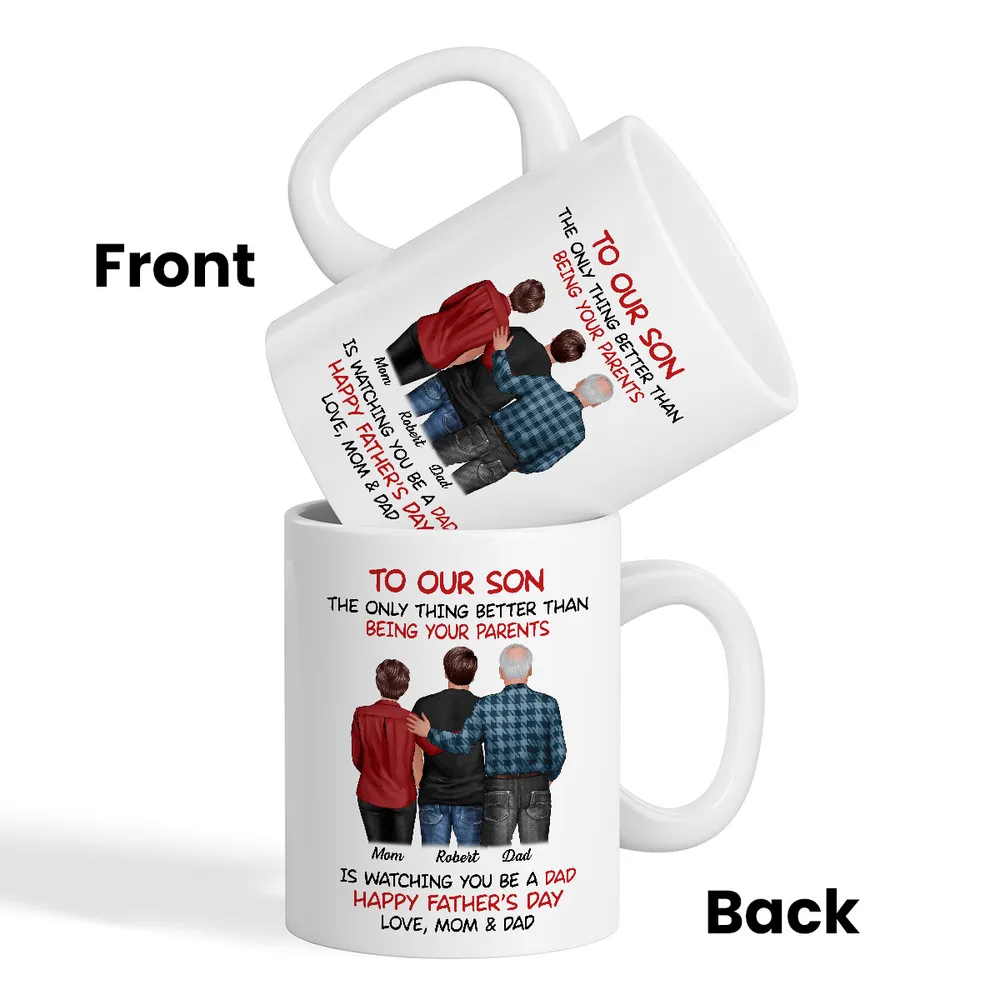 Mom-Dad-Son Back-View Ceramic Cup, Happy Trio Father’s Day Keepsake - Image 6