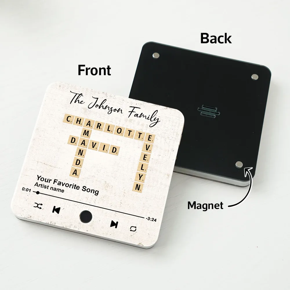Personalized Crossword Acrylic Music Magnet – Family Names & Favorite Song, Touch-Play Gift for Every Household - Image 5