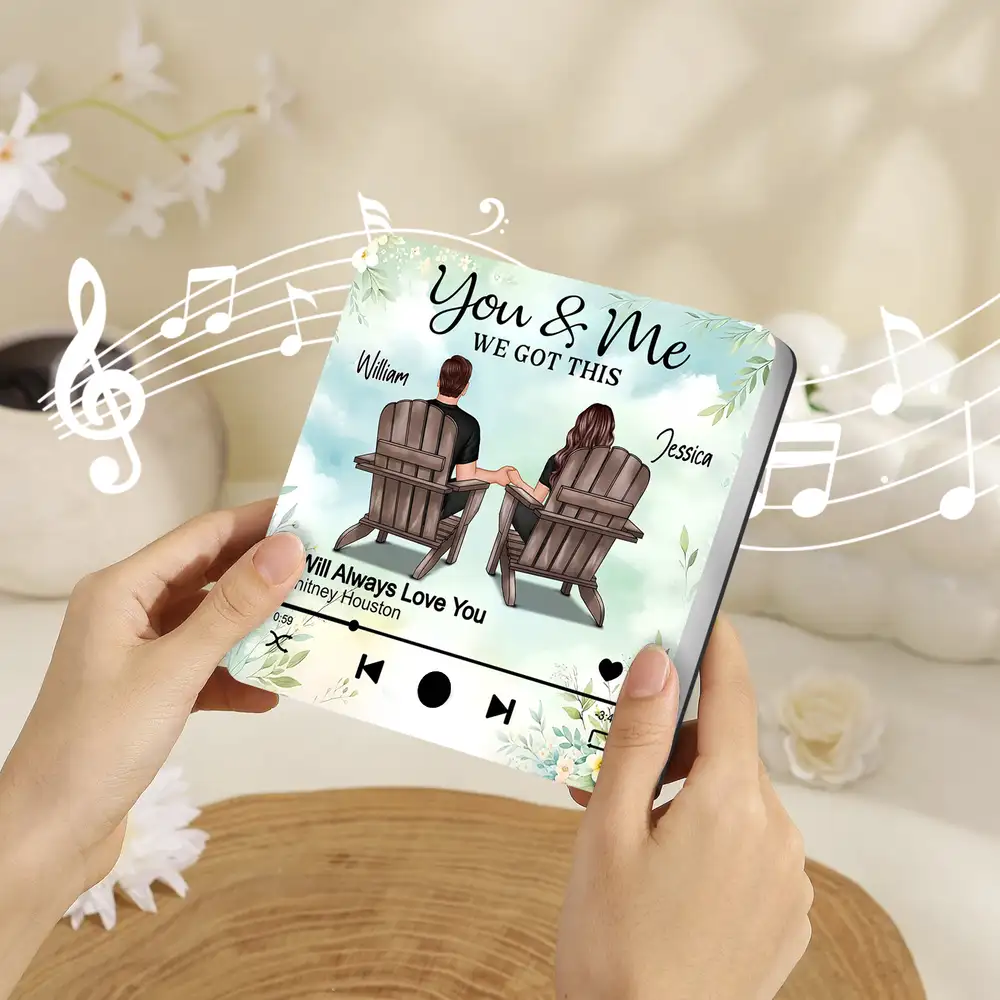 You & Me Beach Love Acrylic Music Magnet – Custom Song Gift for Couples - Image 2