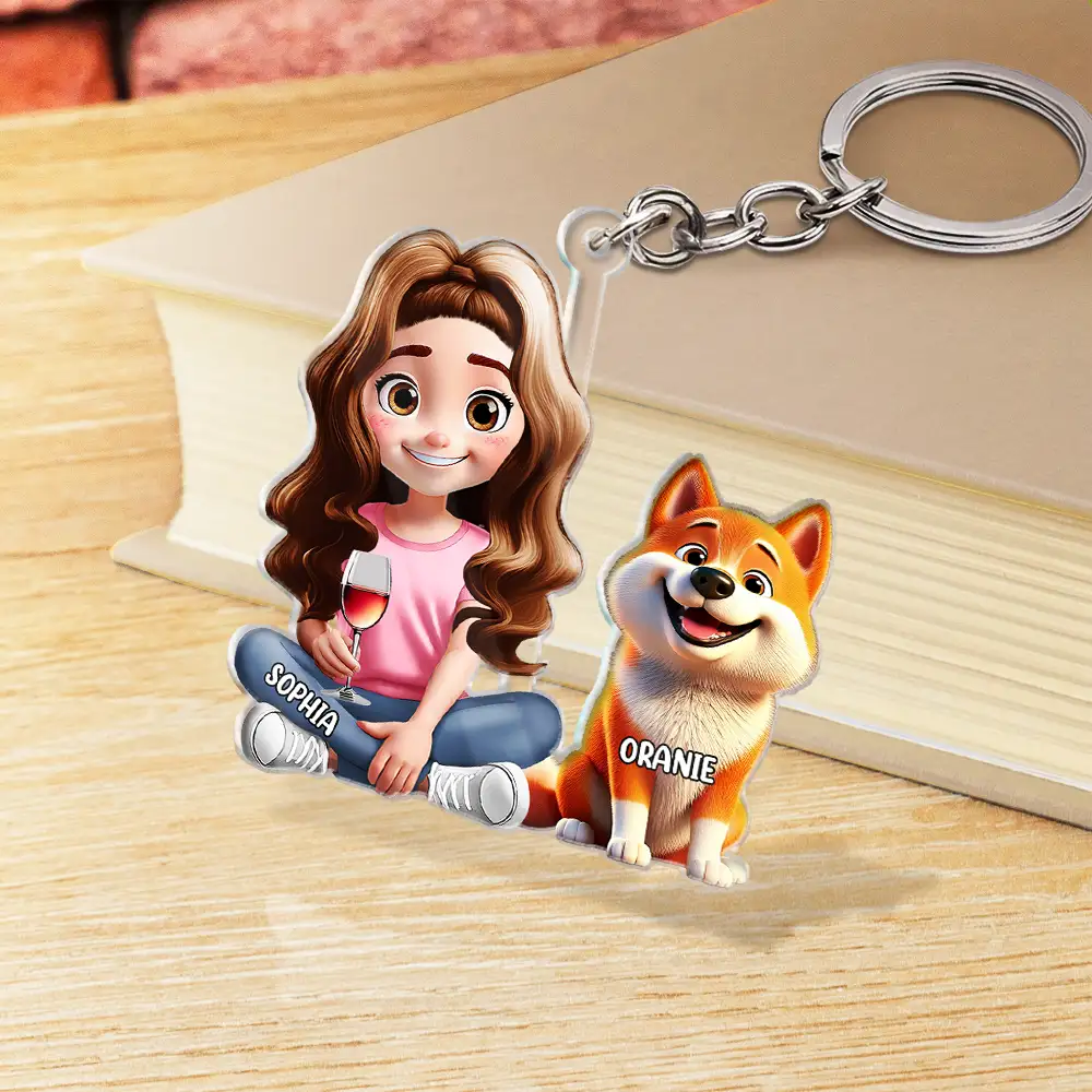 Personalized Dog Mom & Dad Acrylic Keychain with 3D Effect - Image 2