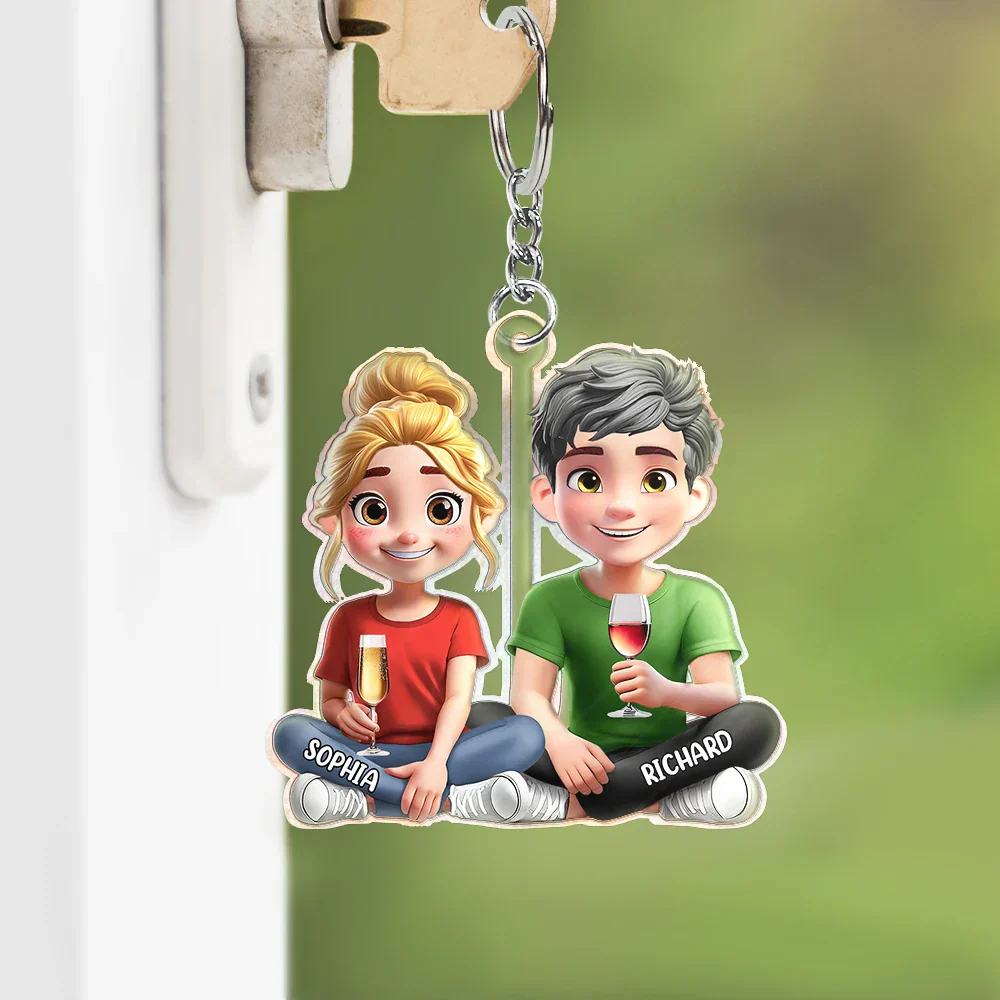 Personalized Dog Mom & Dad Acrylic Keychain with 3D Effect - Image 3