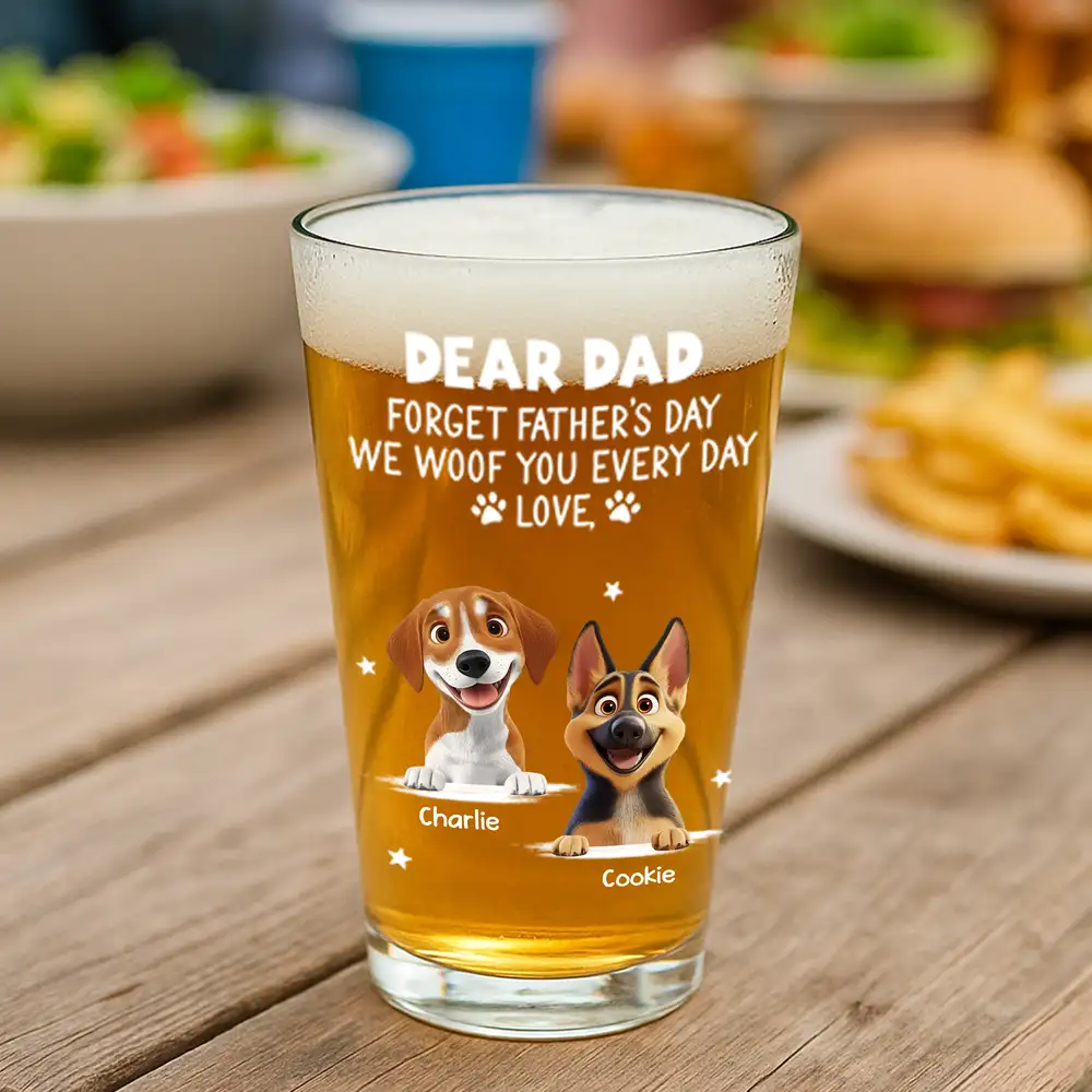Custom Dog Lover Beer Glass – Cute Dogs with Names – Perfect Pet Gift for Father’s Day or Birthday – Celebrate Love Every Day - Image 2