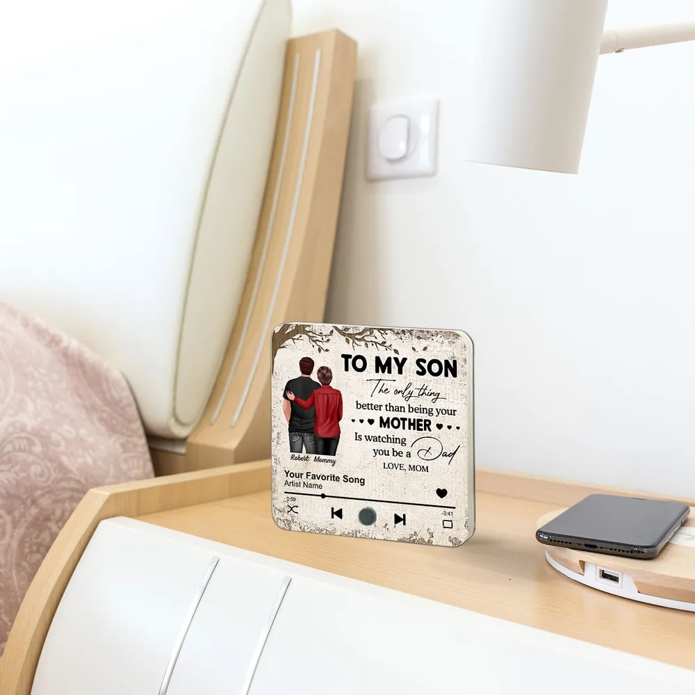 “To My Son” Acrylic Music Magnet – Press-to-Play Personalized Song, Mother-to-Son Father’s Day Gift Keepsake - Image 12