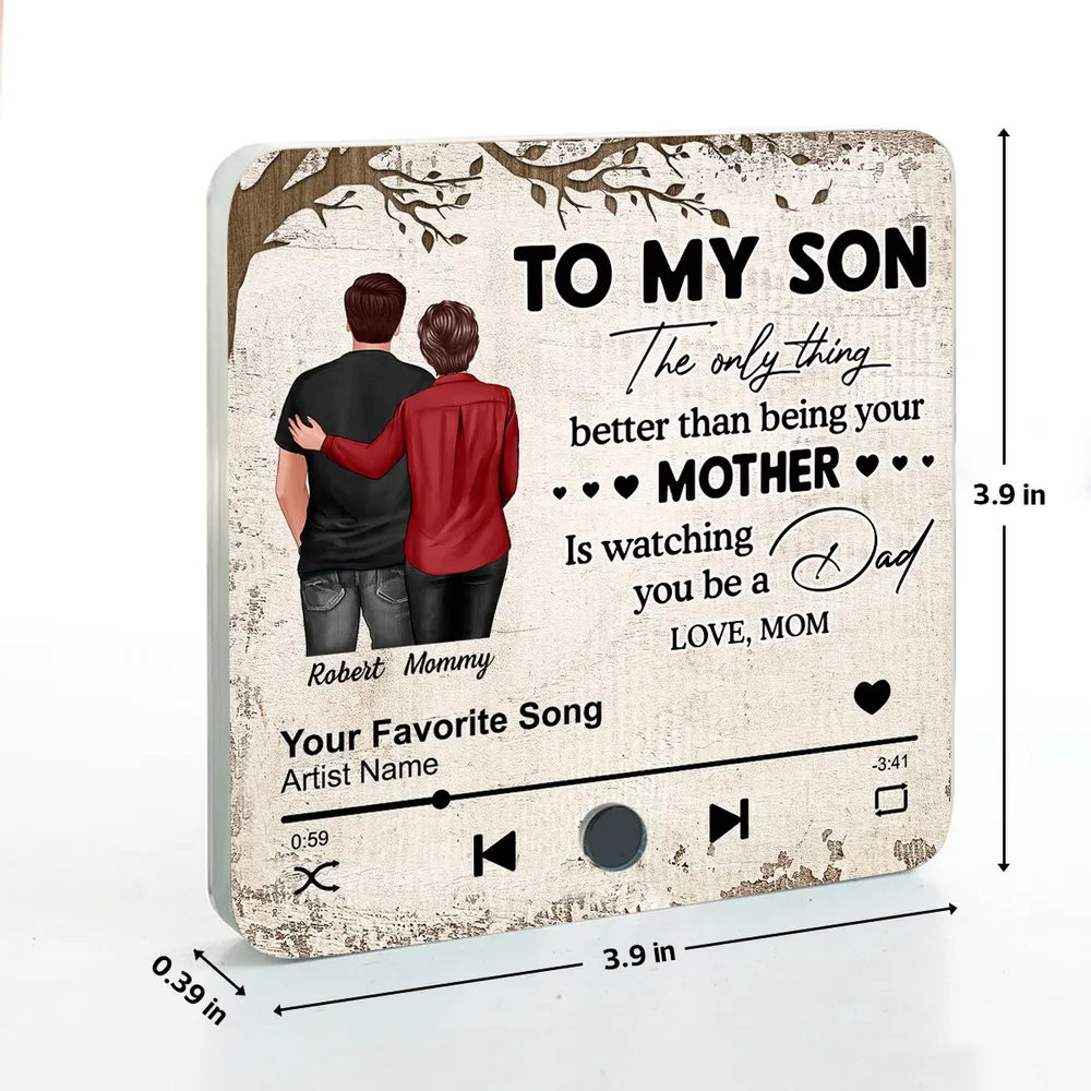 “To My Son” Acrylic Music Magnet – Press-to-Play Personalized Song, Mother-to-Son Father’s Day Gift Keepsake - Image 8