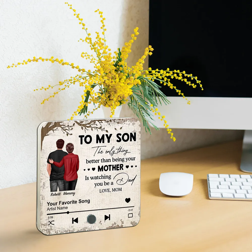 “To My Son” Acrylic Music Magnet – Press-to-Play Personalized Song, Mother-to-Son Father’s Day Gift Keepsake - Image 9