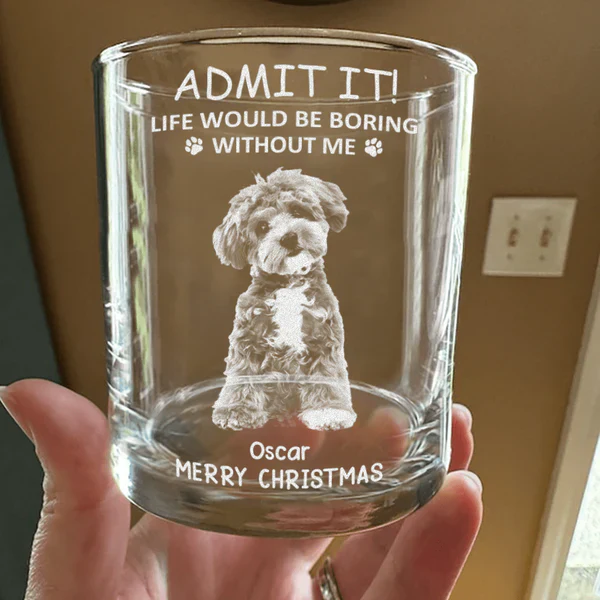 Personalized Christmas Glass Cup - Funny Pet - Themed Gift Cup - Image 2