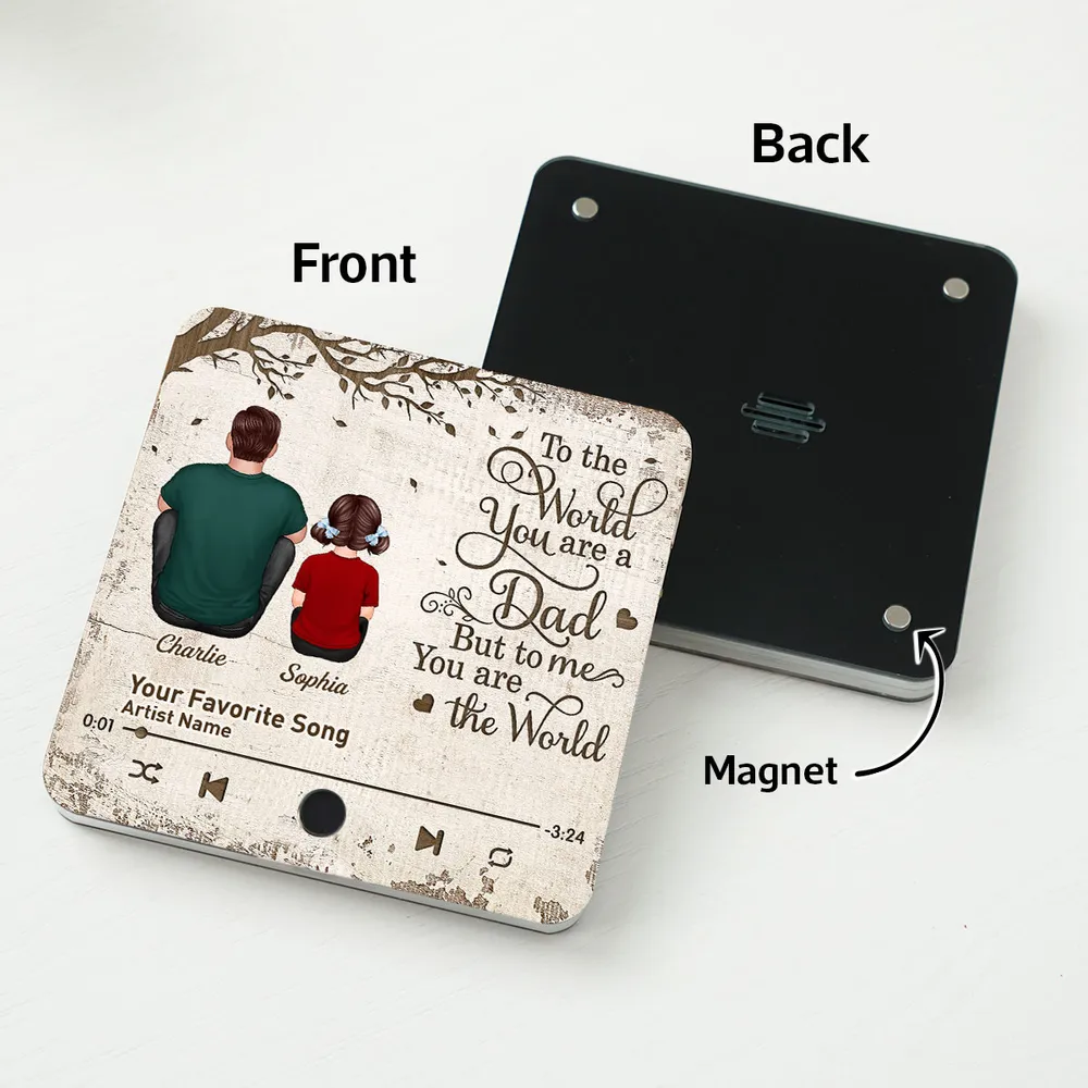 Father’s Day Acrylic Music Magnet – Personalized Back View Design with Name & Song – Gift to Dad - Image 7