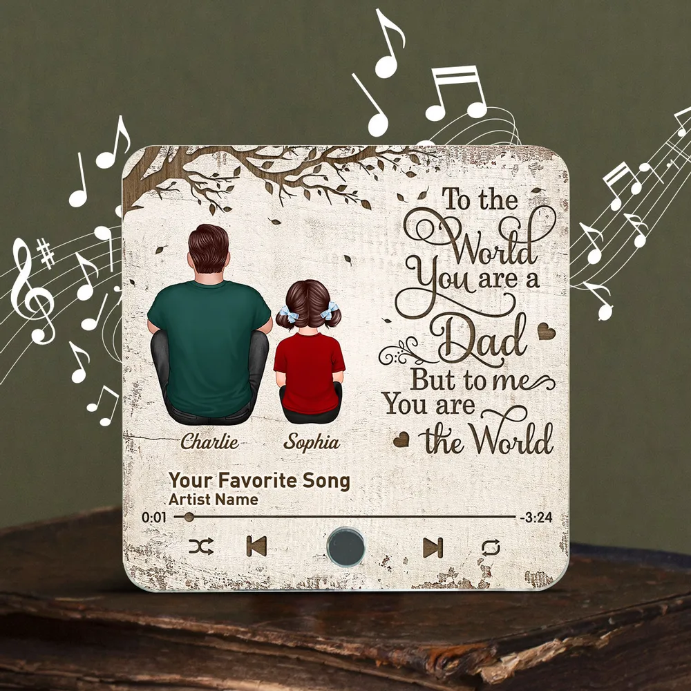 Father’s Day Acrylic Music Magnet – Personalized Back View Design with Name & Song – Gift to Dad - Image 8