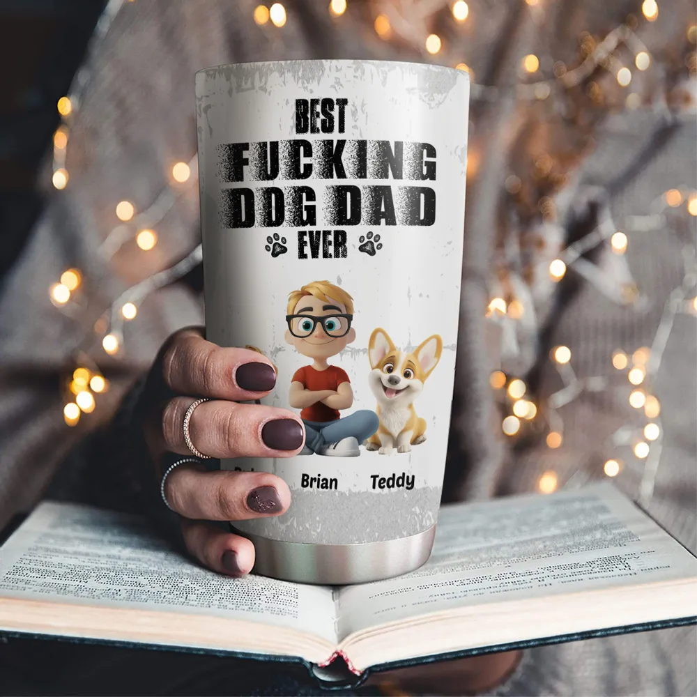 BEST F***ING DOG DAD EVER Insulated Travel Tumbler – Custom Pup & Owner Art - Image 5