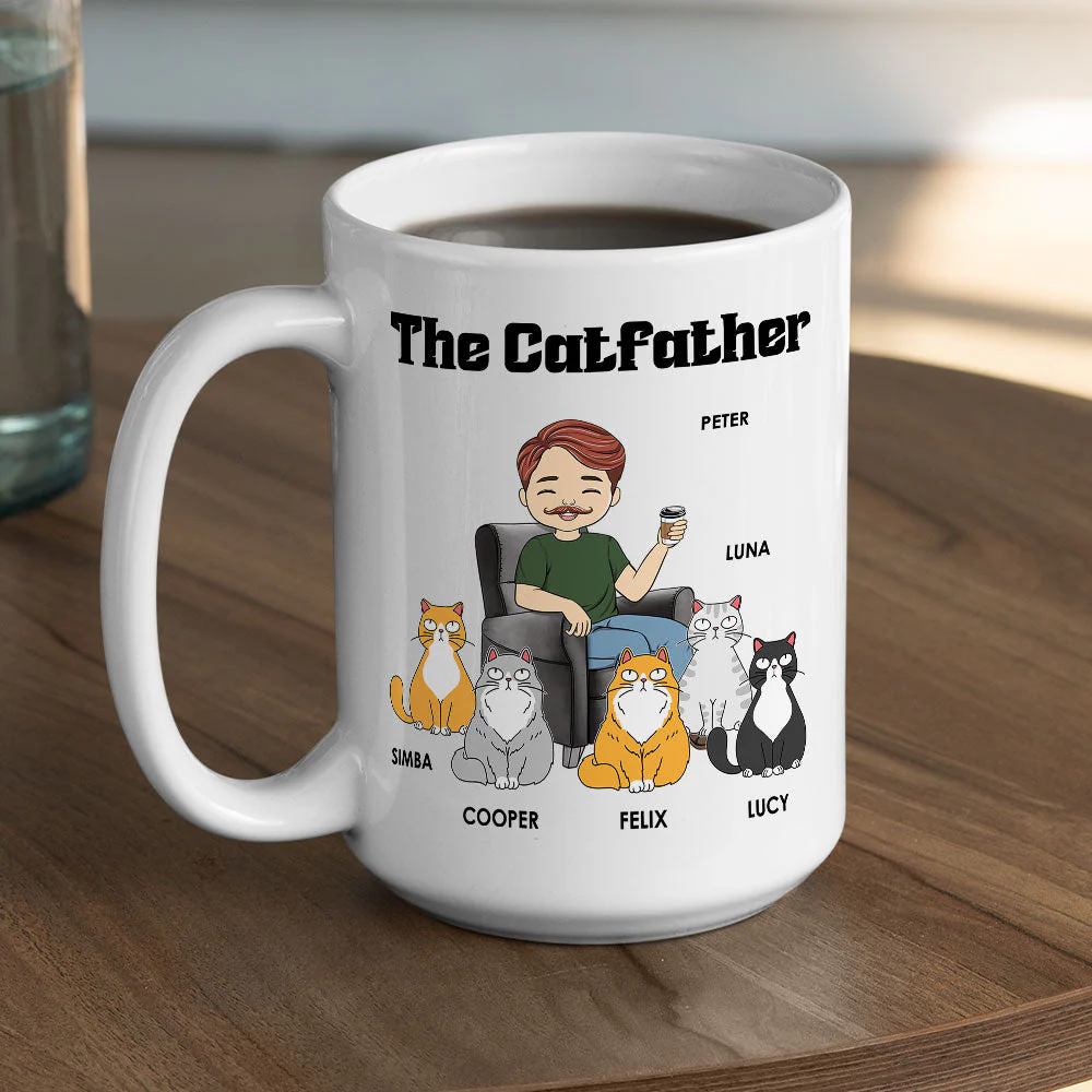 Personalized Beer Glass for Cat Dad – The Catfather Design with Cute Cats – Father's Day Gift for Pet Lovers - Image 9