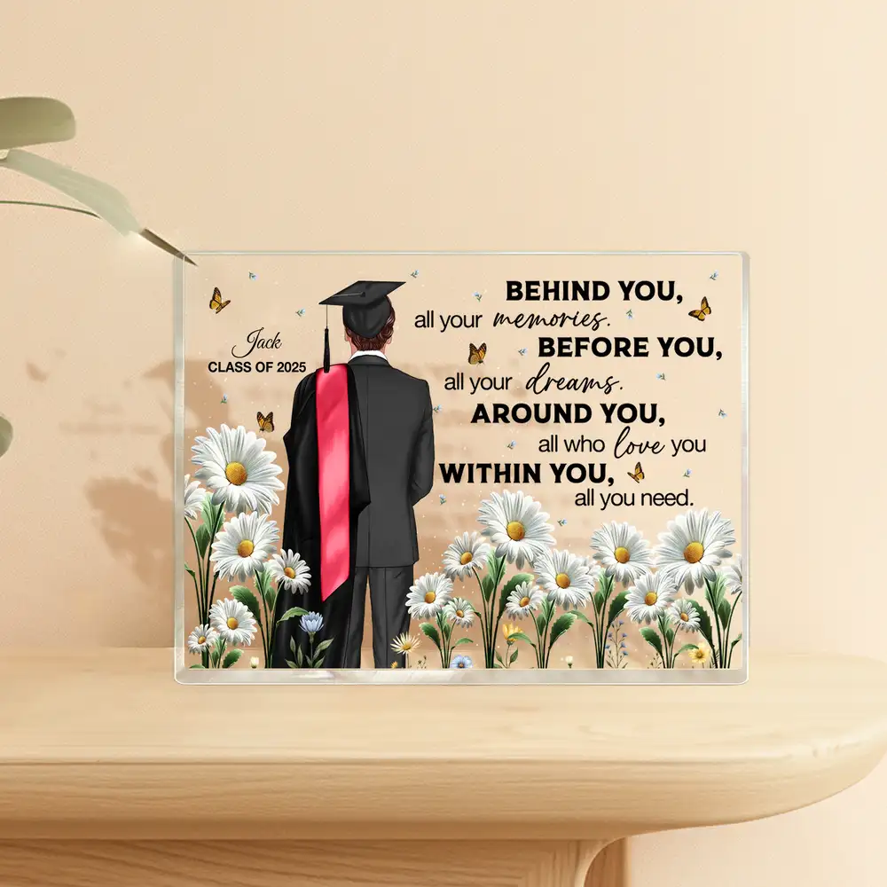 Floral Acrylic Graduation Keepsake for Class of 2025, Inspirational Gift for Her or Him - Image 2