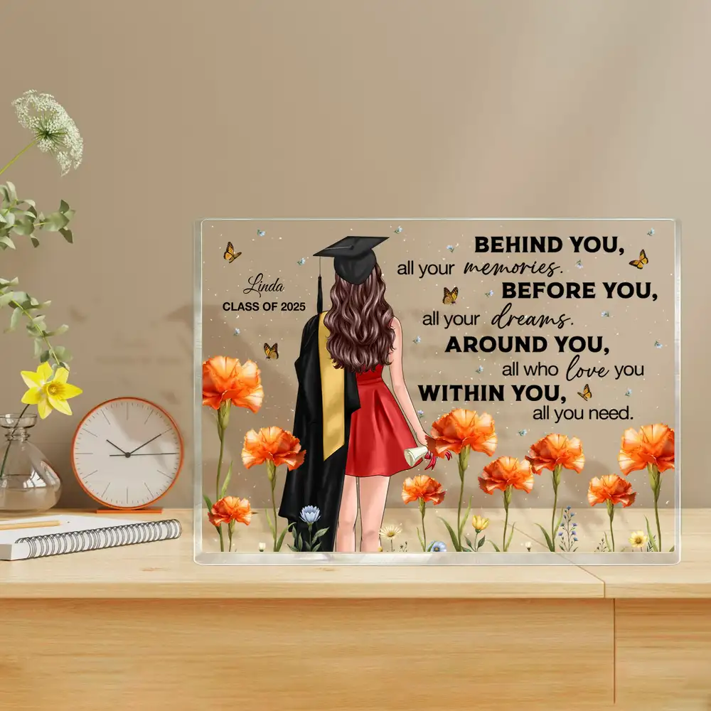 Floral Acrylic Graduation Keepsake for Class of 2025, Inspirational Gift for Her or Him - Image 3