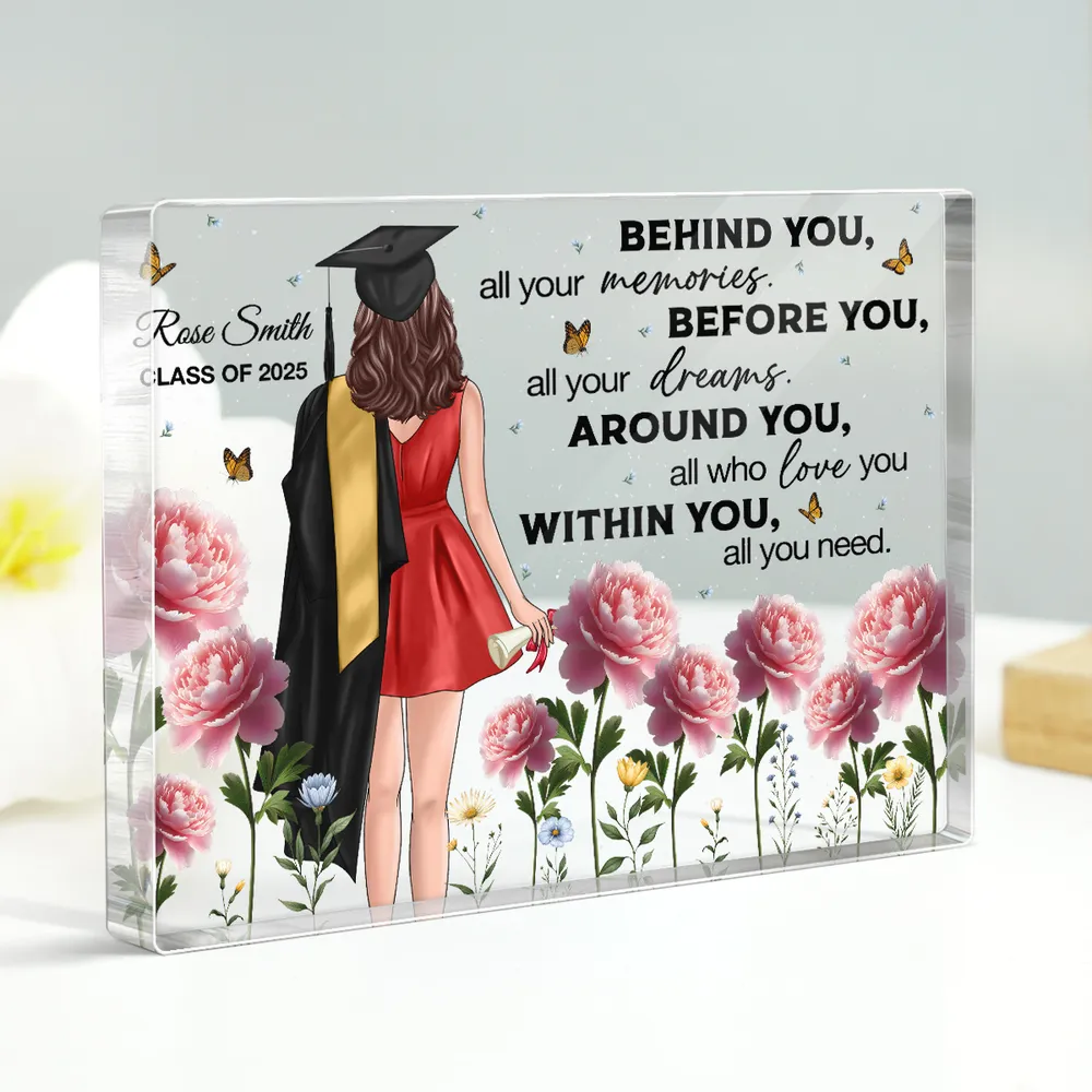 Floral Acrylic Graduation Keepsake for Class of 2025, Inspirational Gift for Her or Him - Image 9