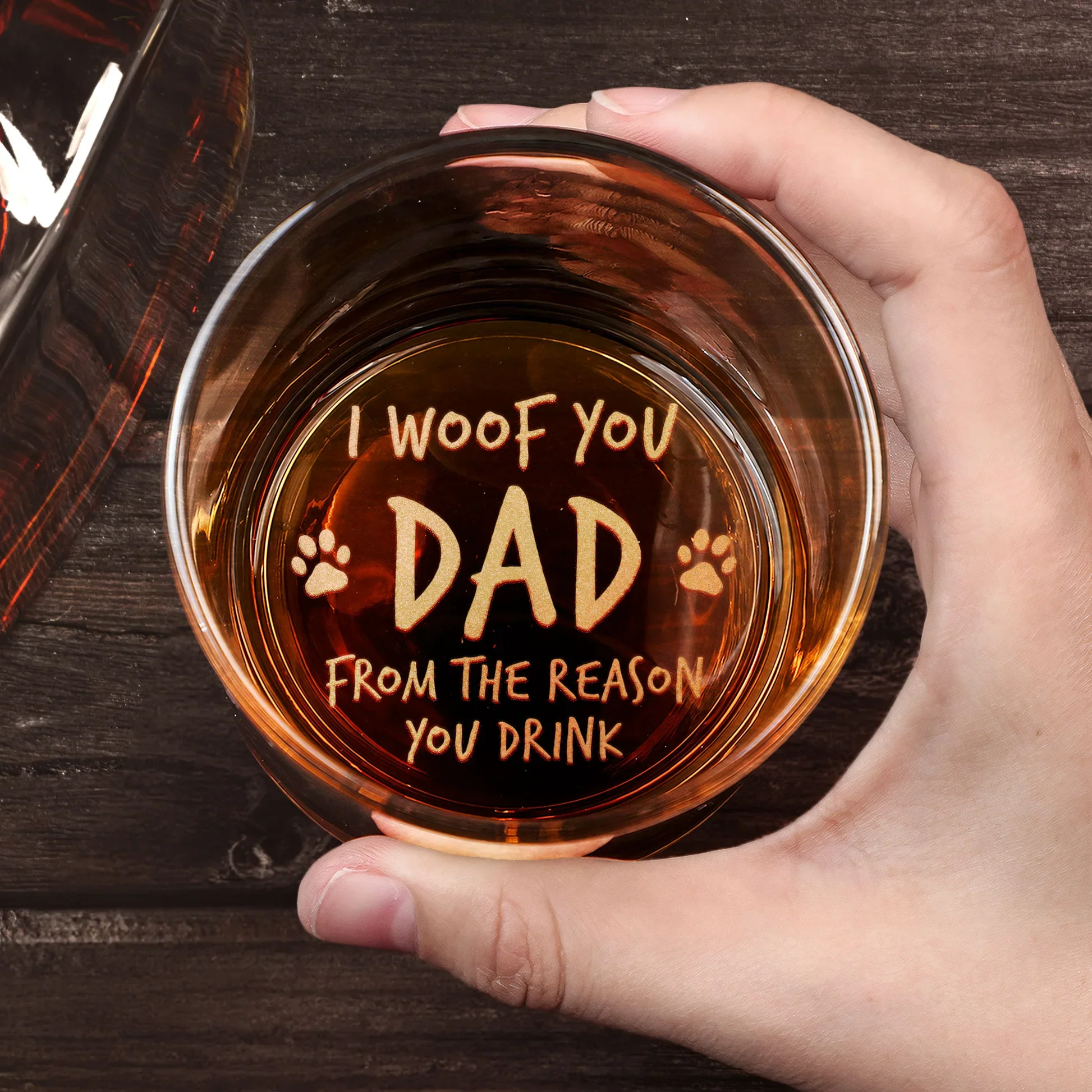 “I Woof You Dad” Custom Whiskey Glass – Perfect Father’s Day Gift - Image 4