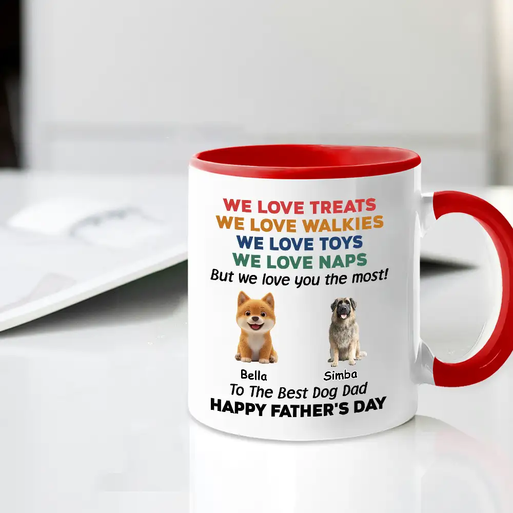 Custom Dog Dad Mug – “We Love You the Most!” Funny Father's Day Gift for Pet Lovers, White Ceramic Cup - Image 3