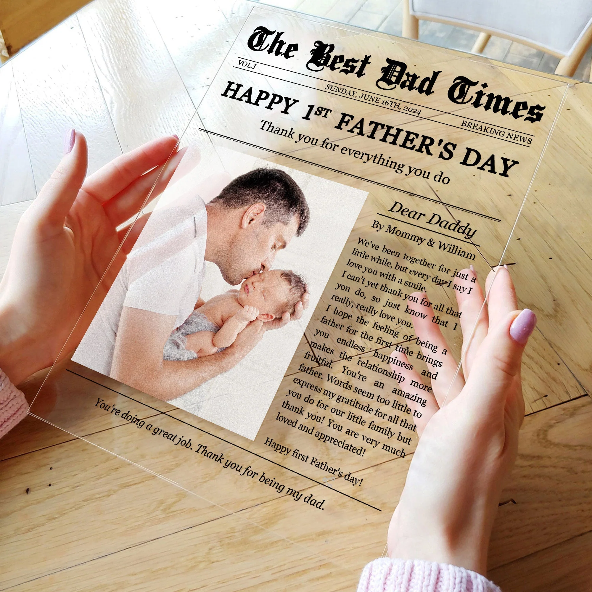 Happy 1st Father’s Day – Personalized Acrylic Plaque with Custom Photo and Heartfelt Message – Ideal Gift for New Fathers - Image 6