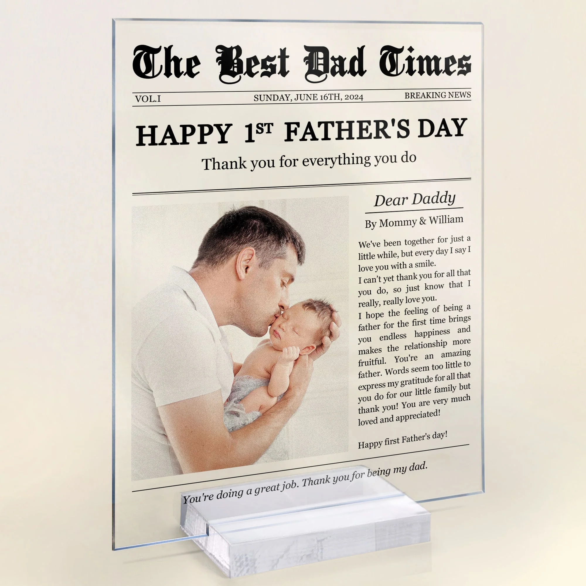 Happy 1st Father’s Day – Personalized Acrylic Plaque with Custom Photo and Heartfelt Message – Ideal Gift for New Fathers - Image 8