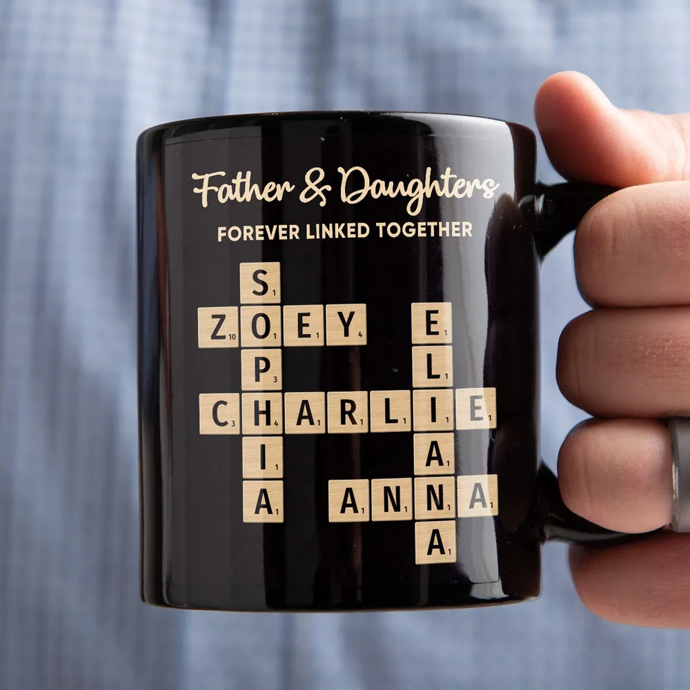 Personalized Scrabble-Style Full Color Mug – Interlocking Names, Creative Day Gift for dad - Image 2
