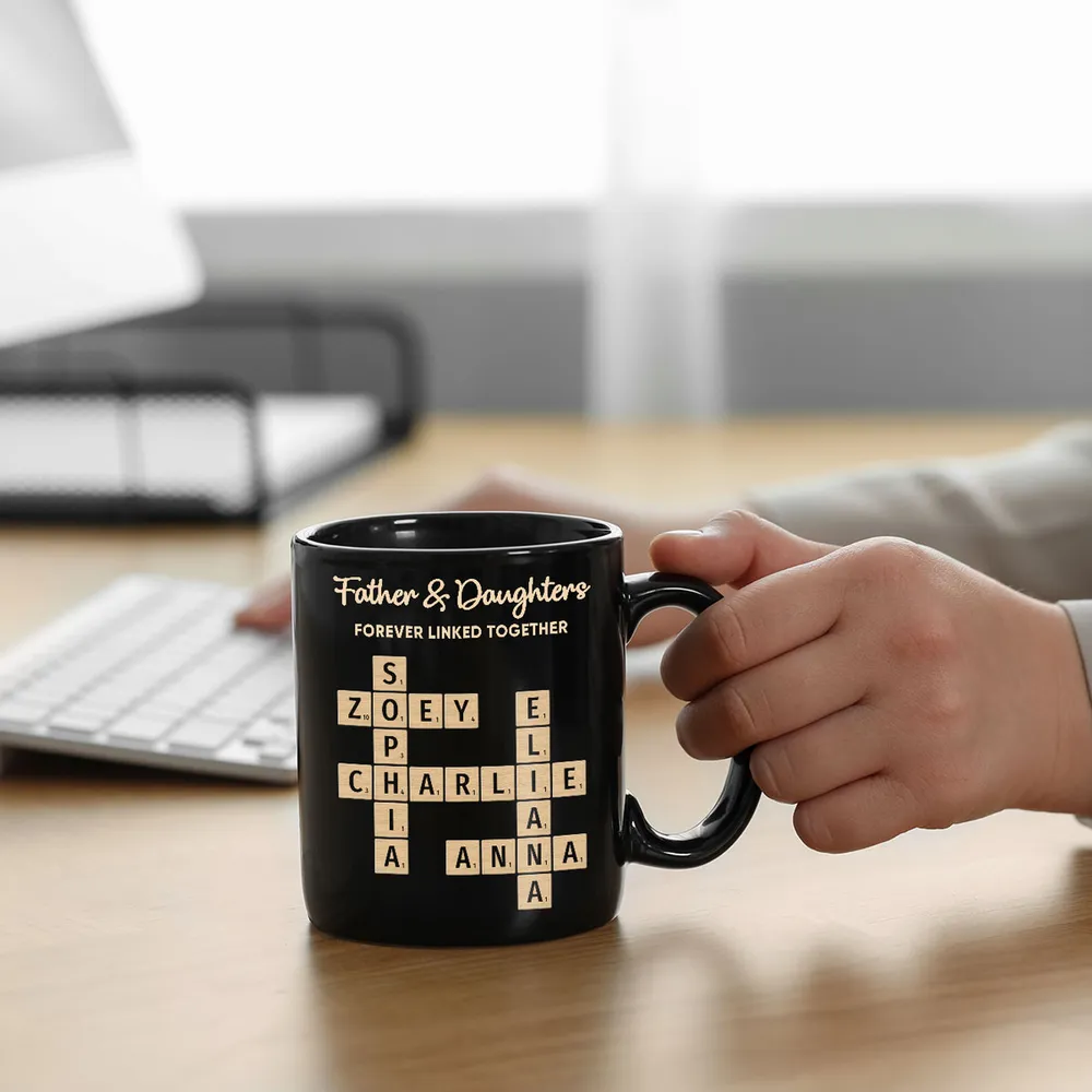 Personalized Scrabble-Style Full Color Mug – Interlocking Names, Creative Day Gift for dad - Image 3