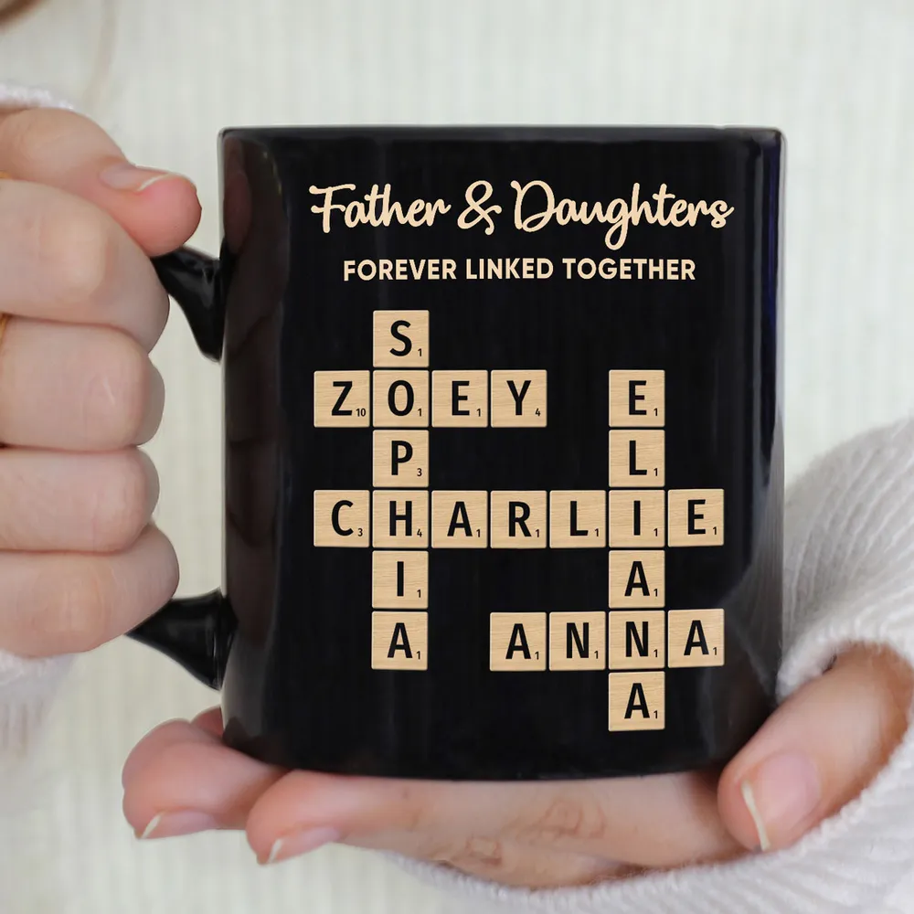 Personalized Scrabble-Style Full Color Mug – Interlocking Names, Creative Day Gift for dad - Image 5