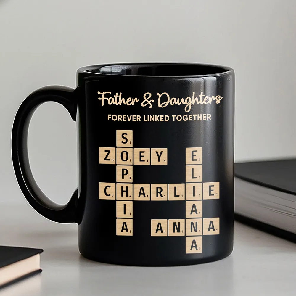 Personalized Scrabble-Style Full Color Mug – Interlocking Names, Creative Day Gift for dad - Image 6