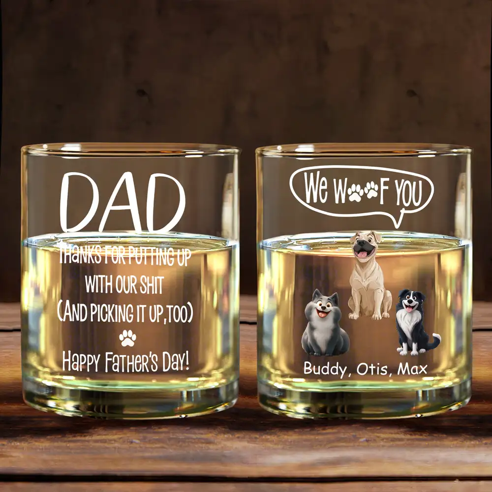 Best Dog Dad Ever – Personalized Whiskey Glass with Pup Illustration – Funny and Heartwarming Gift for Father’s Day - Image 2