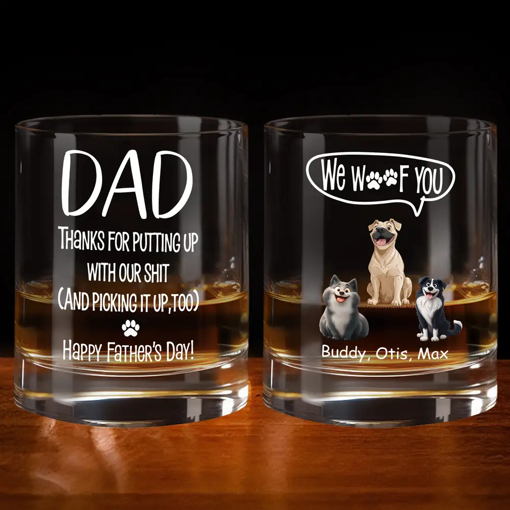 Best Dog Dad Ever – Personalized Whiskey Glass with Pup Illustration – Funny and Heartwarming Gift for Father’s Day - Image 3