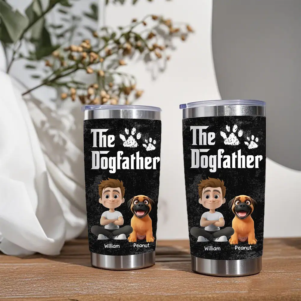 “The Dogfather” Insulated Travel Tumbler – Personalized Father’s Day Gift for Dog Dads - Image 2