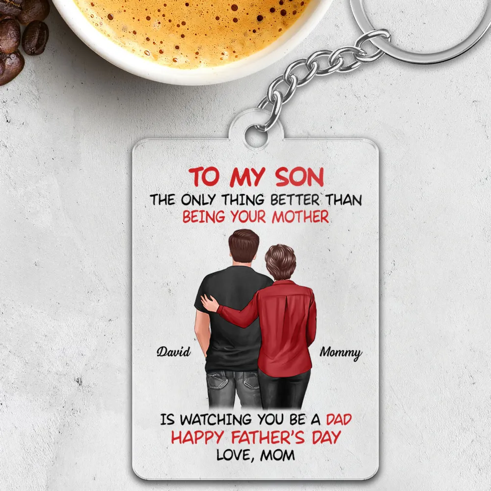 Mom-Dad-Son Back-View Keychain, Happy Trio Father’s Day Keepsake - Image 7